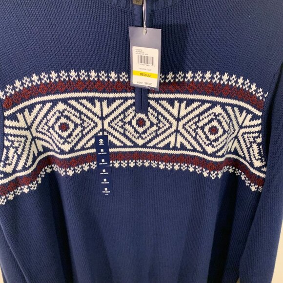 IZOD Mens Medieval Blue Nordic Pattern Knit Sweater Medium - Picture 3 of 10